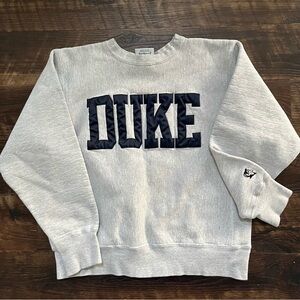 Vintage Duke university embroidered gray navy cotton exchange sweatshirt medium